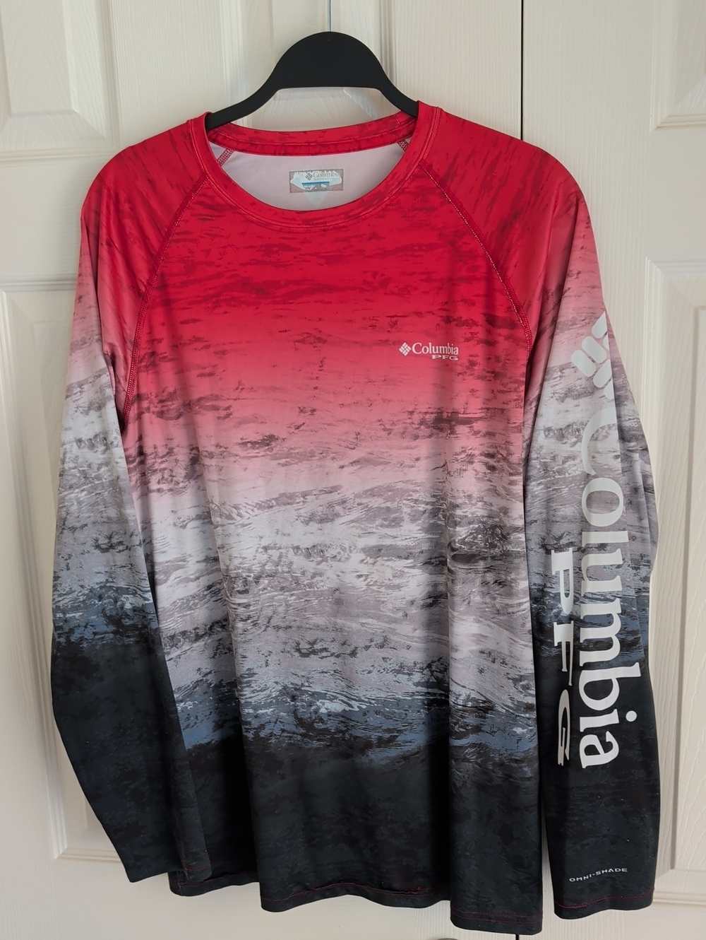 Columbia Red to Gray Ombre Long-Sleeve Shirt
